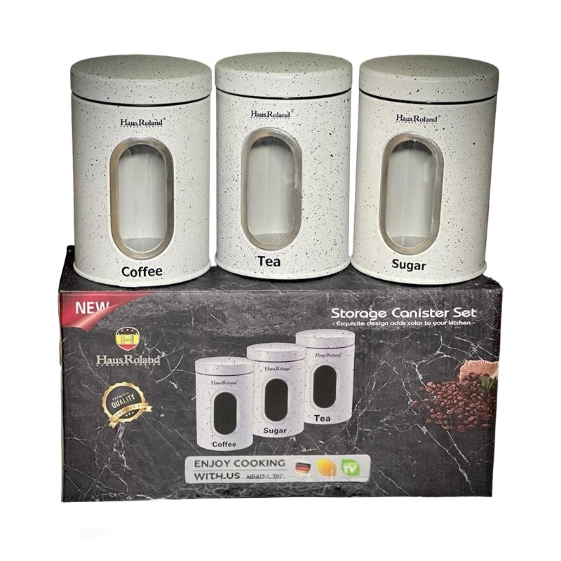 Ensemble de 3 bocaux de rangement pour café, sucre et thé Haus Roland (Qualité supérieure)