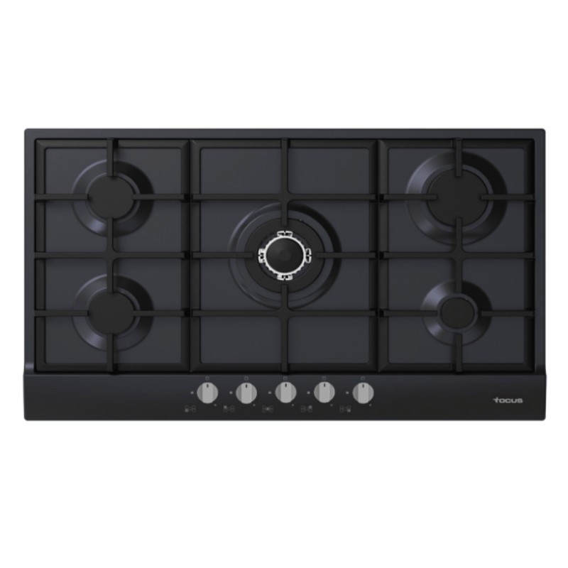 Plaque De Cuisson Focus F.40789BS Fonte Vitro 5 Feux 86Cm - Noir
