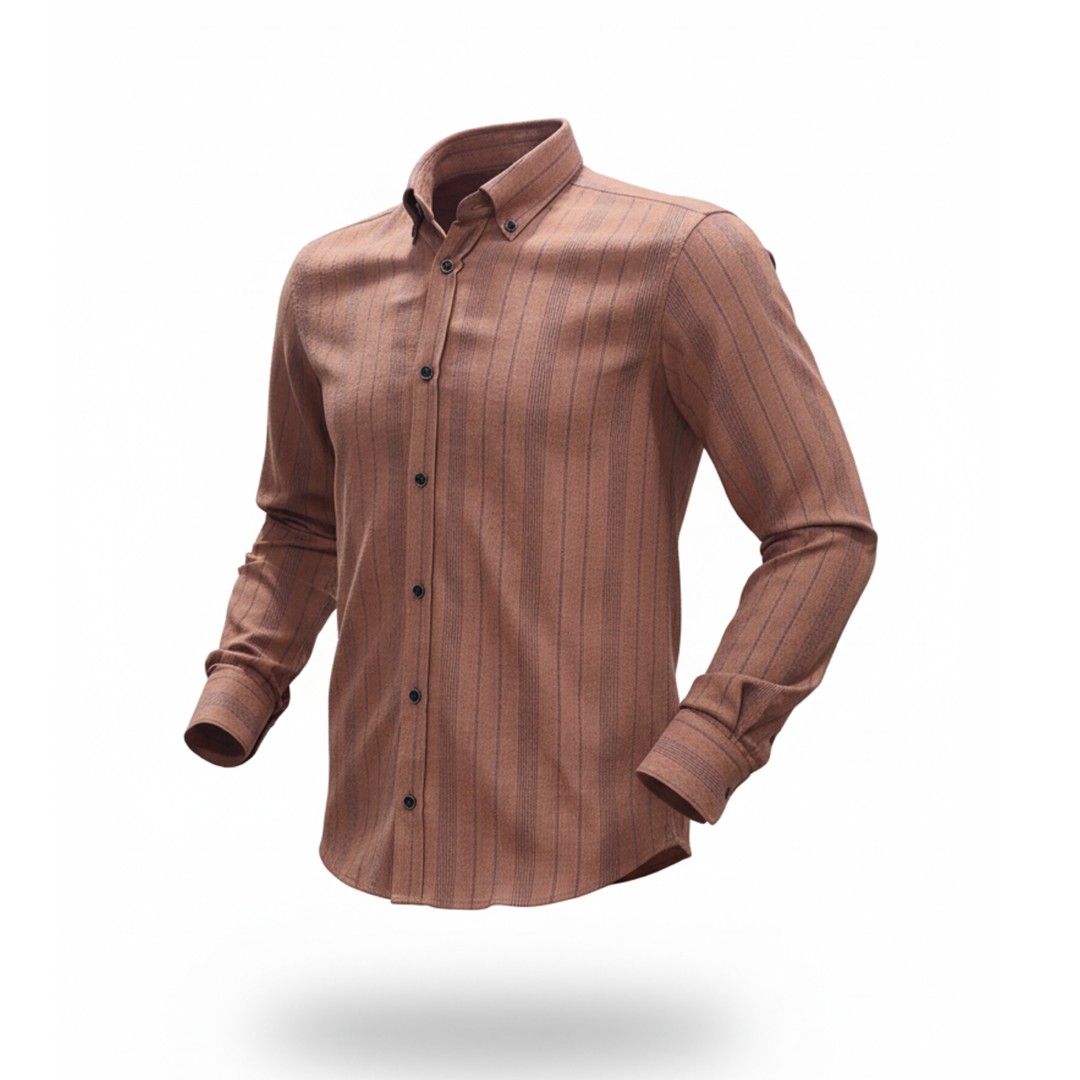 Chemise Homme à rayures verticales Orangé et bleu