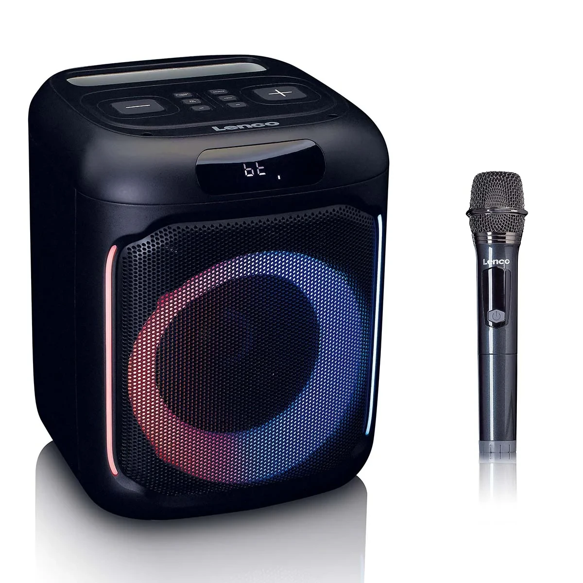 Enceinte Bluetooth LENCO PA-100BK avec effets lumineux LED – 100W RMS, USB – Noir