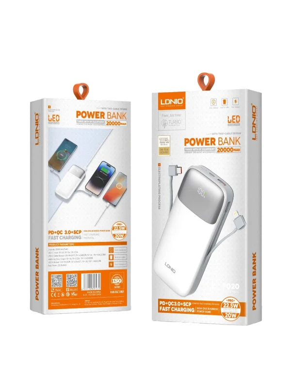 Power Bank  20 000 mAh, charge rapide 22,5 W PQ19/PQ20